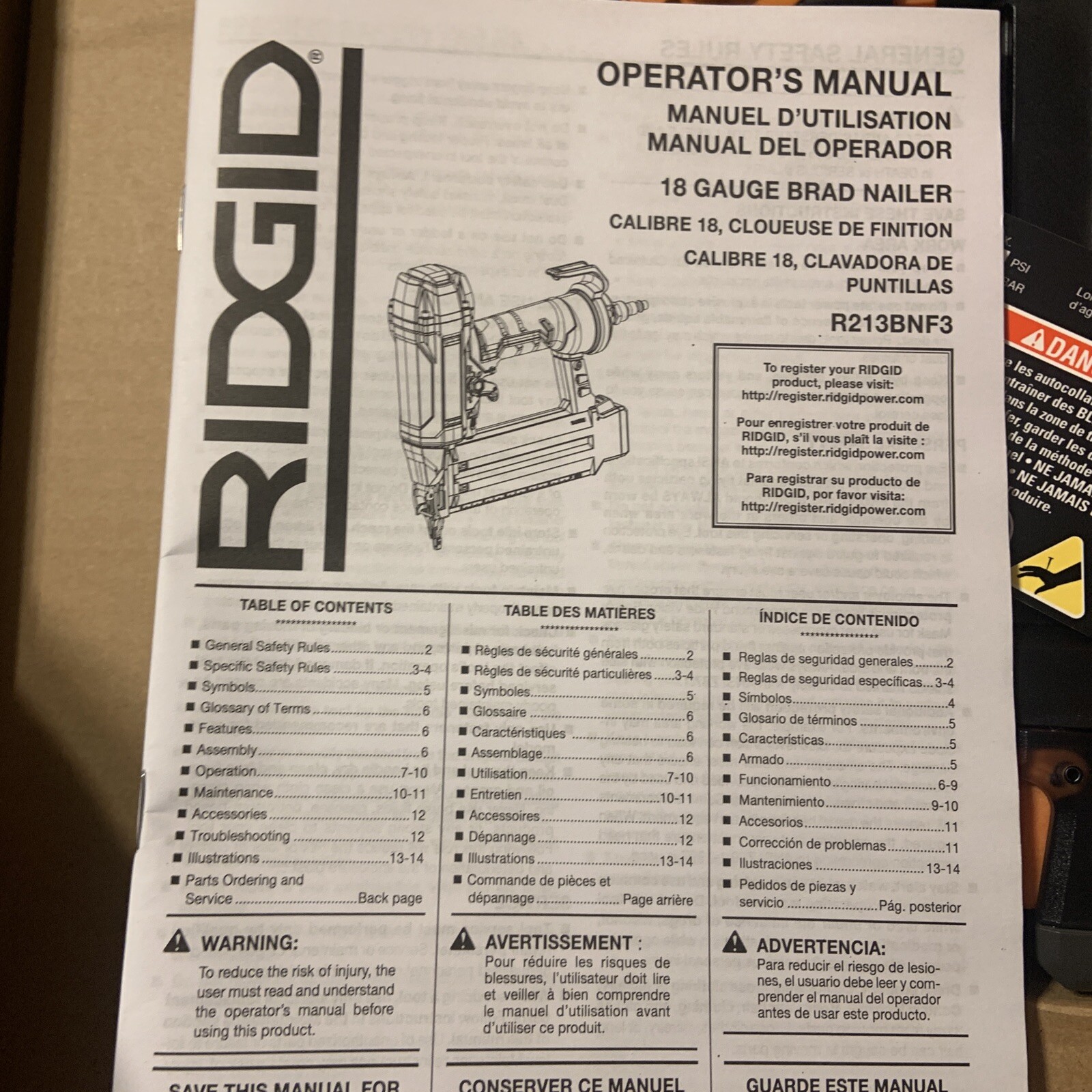 RIDGID 18Gauge 21/8 Brad Nailer, Clavadora De Puntillas,, 58 OFF