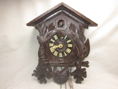 parts repair vintage Schatz Day German cuckoo clock rabbit pheasant  wood