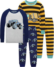 Dolphin Fish Boys Cotton Pajamas 4Pieces Set Long Sleeve Boys Toddler Sleepwears