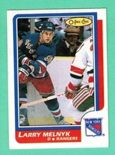 (1) LARRY MELNYK  1986-87 O-PEE-CHEE # 95 RANGERS ROOKIE NM+  CARD  (G0109)