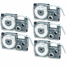 5-Pk/Pack Casio XR-9WE Black on White Label Tape for EZ Printer KL-100 120 750