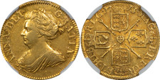 Great Britain 1713/1 Anne Gold Half Guinea (3 over 1 in date) NGC AU-58 RARE!!