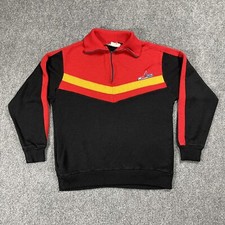 Sudadera de Vela Pleta Vintage Años 80 Talla Mediana 1/4 Cremallera Bloque de Color Chevron