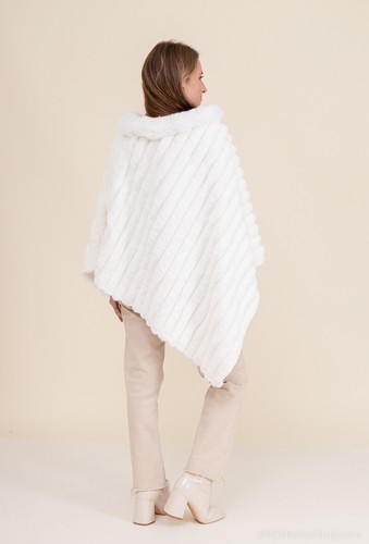 Ladies Coat Poncho Cape Winter Jacket Oversized Poncho Wrap Fur Poncho Plus Size - Picture 3 of 12