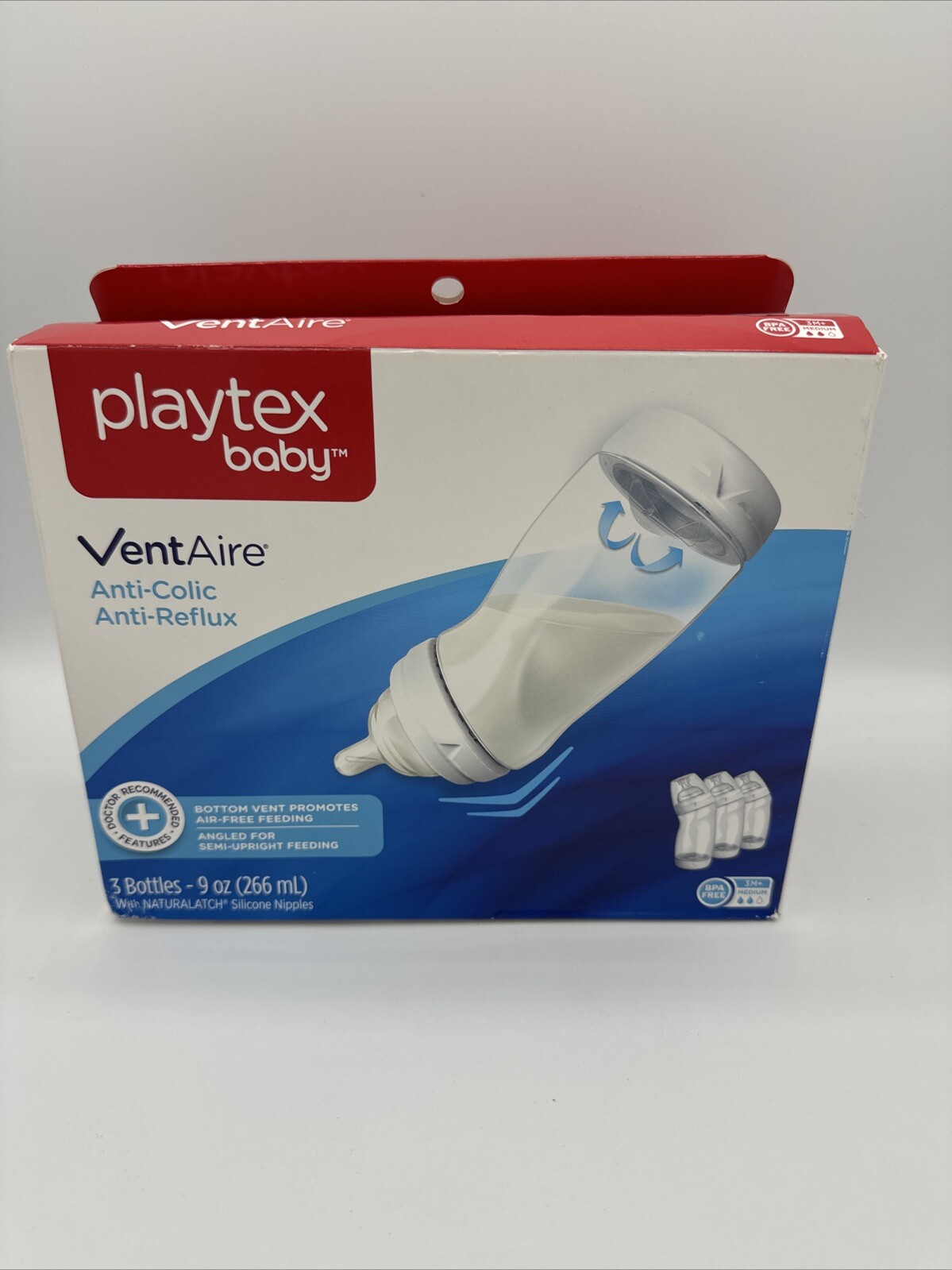 Playtex Baby Ventaire Tummy Comfort Baby Bottle - BPA Free - 9 Ounce - 3 Pack