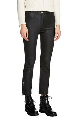 Maje Womens Black Pavela Lambskin Leather Pants Jeans NWT Sz 34 25 x 27  $1,295