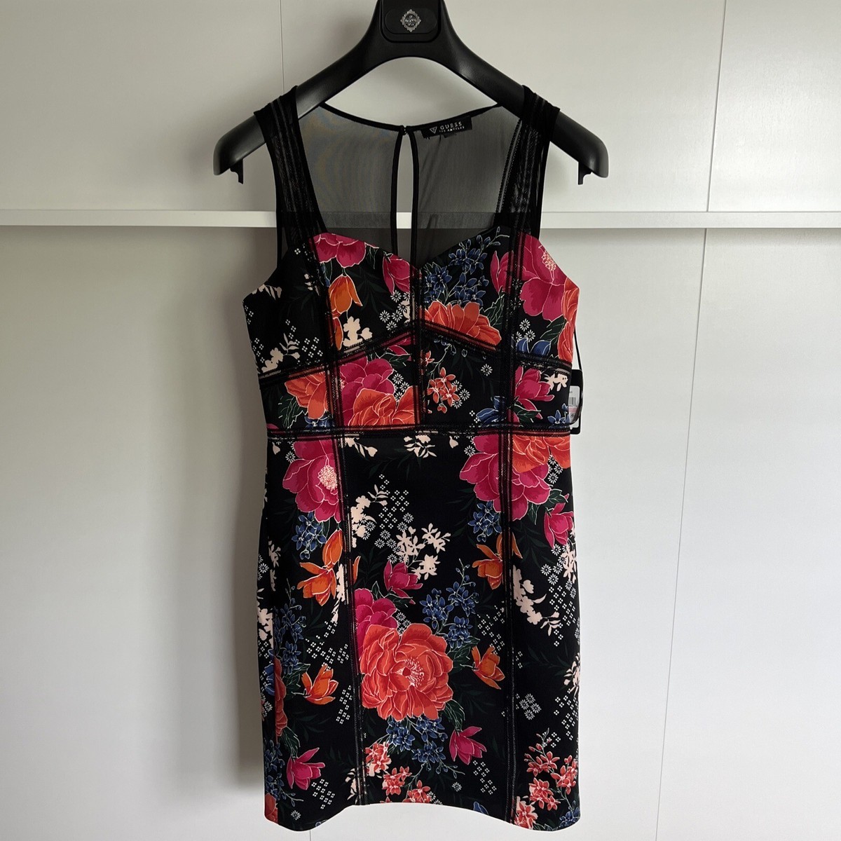 guess floral bodycon dress Size 10 Womens Org $108 NEW Size:US9 / UK8 / EU42 girl style swatch:nori Off the Shoulder Beaded