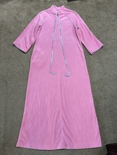 Vintage EVELYN PEARSON Fleece Velour Pink 3/4 Sleeve Zip Robe Women Size Small