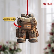 Personalized Hiking Backpack Ornament 2025 Custom Xmas Camper Gift for Hiker