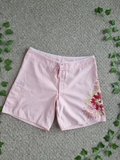 Rip Curl Women's Pink Floral Board Shorts Vintage Y2k Style