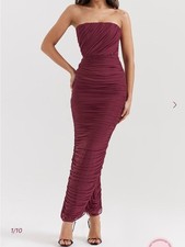 House of CB Sapphire Wine Gathered Maxi Dress