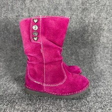 Circo Toddler Girls Suede Leather Boots Size 6 Purple Button Detail Side Zip