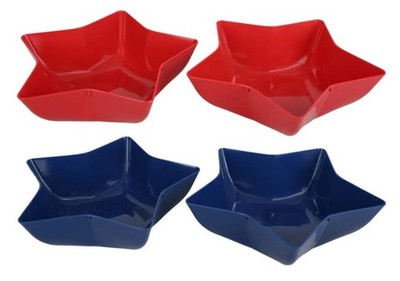 4 PC Set of Red & Blue Star Bowls for 4th July - Small, Red, 