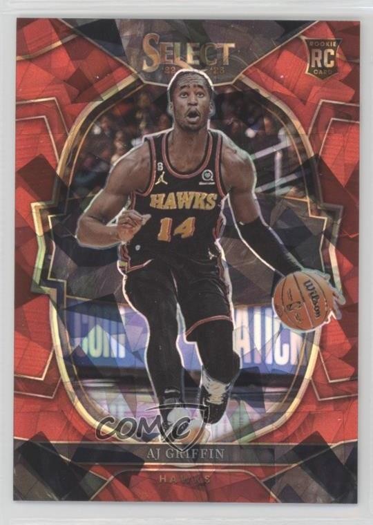 2022-23 Panini Select Concourse Red Cracked Ice Prizm AJ Griffin #88 Rookie RC