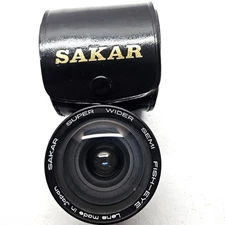 SAKAR SUPER WIDER Semi Fish-Eye 0.42X Lens Made in Japan  Leather Case free ship