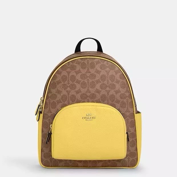 NWT Coach Court Backpack In Signature Canvas CZ176 Tan/Yellow | eBay