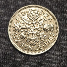 1962 Queen Elizabeth II Six Pence 6p Great Britain Coin