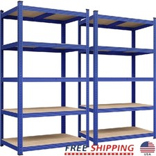 Heavy Duty 5 Tier Adjustable Steel Shelving Unit Tool-Free Assembly Storage Rack