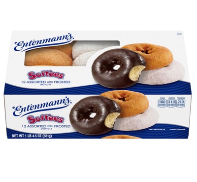   New Entenmann's SOFTEE S Assorted Frosted Chocolate Creme Mini Donuts 1lb