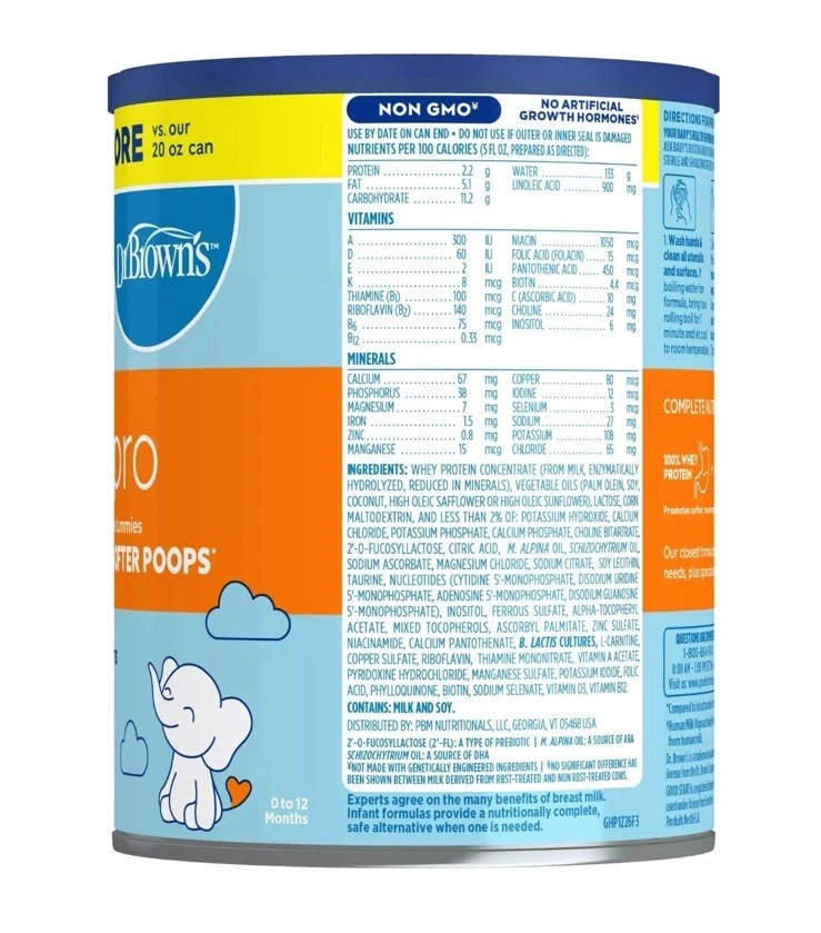 Good Start Dr Brown's Baby Formula Powder GentlePro Etapa 1, 32 Onzas, PACK DE 2 Foto 3 de 4