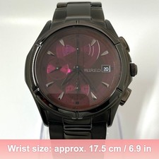 Orologio Uomo SEIKO WIRED 7T92-0GB0 Cronografo Vino Quadrante Rosso Quarzo Nero Funzionante