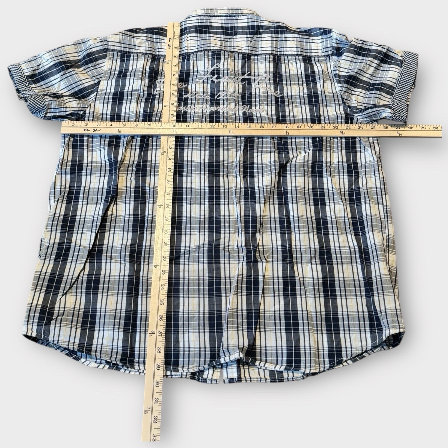 Vintage Phat Farm Striped Plaid S/S Flannel Men’s Size 2XL Y2K Grunge Skate 90s image 2