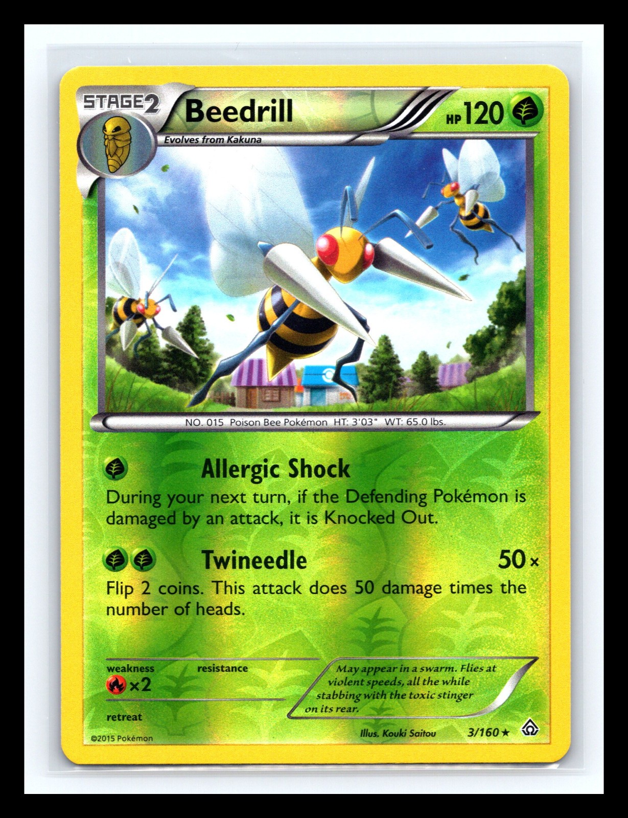 💥 Pokemon - Beedrill - 3/160 - Rare - Reverse Holo - XY - Primal Clash