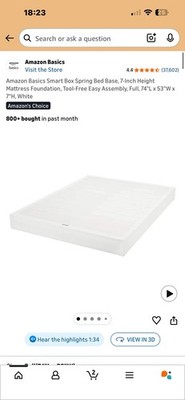 Amazon Basics Sturdy Smart Box Spring Bed Base, 7-Inch Height Mattress Foundatio