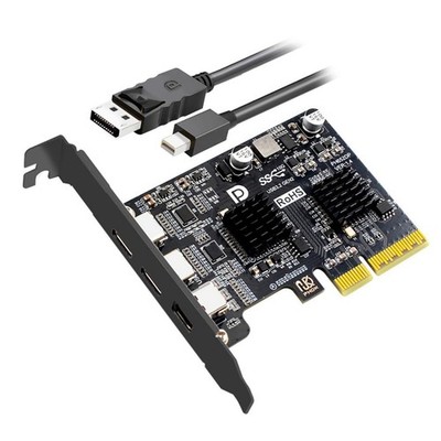 2 Port PCI-E 3.0 4X & Mini Displayport to 2 USB C Video Graphics Expansion Ca...