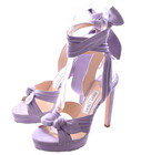 Jimmy Choo Vixen 130 Platform Sandals Lilac Suede Ankle Wrap Size 37.5 US 7 EUC