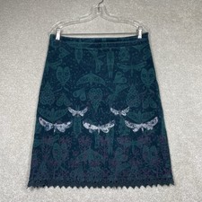 White Stuff A Line Skirt Knee Length Women  s Uk10 Insects Design Applique Green