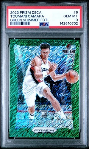 2023 Panini Prizm Deca Basketball Green Shimmer FOTL Toumani Camara #6 PSA 10