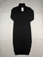 NEW Quince Gray Cashmere Sweater Dress Turtleneck Long Sleeve Midi Medium