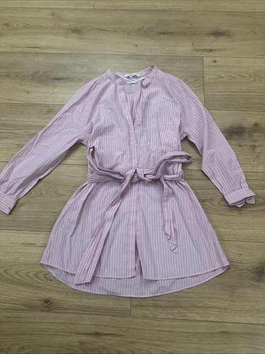 BNWOT Zara Pink Shirt Dress Striped With Belt Pocket Small RRP £32.99 Sold Out - Picture 3 of 4