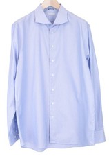 SUITSUPPLY Men's Formal Shirt 46/18 Blue Striped Extra Slim Cutaway Try On Fit