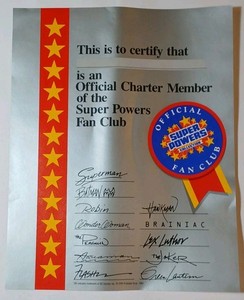 Rare DC Comics 1984 Kenner Super Powers Mail Away Fan Club Charter Member Sign