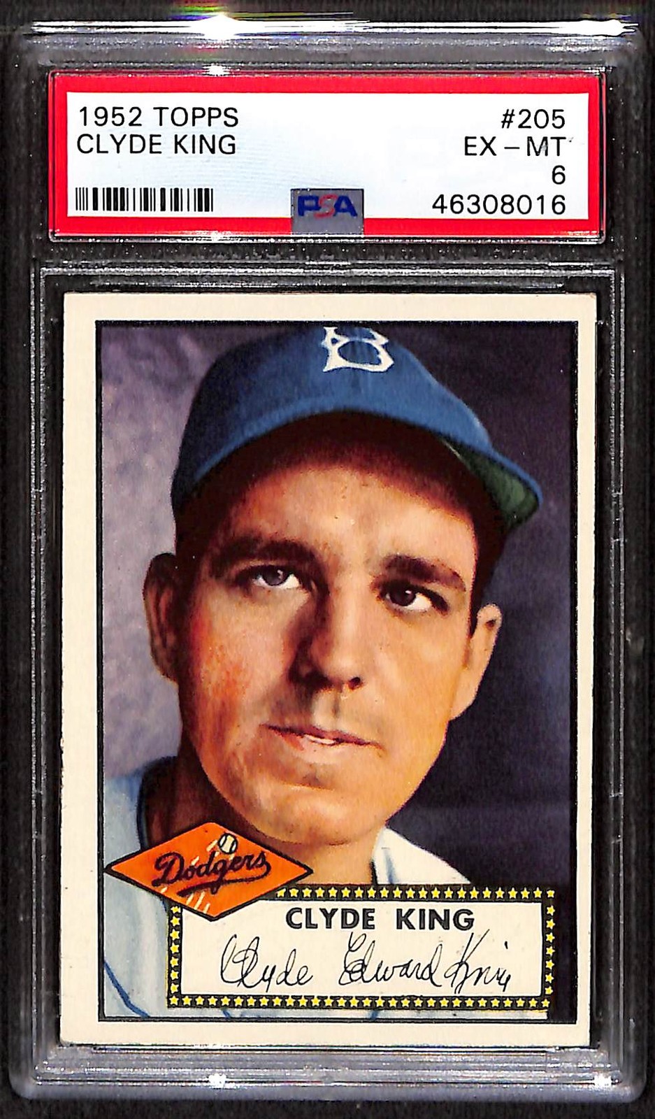 1952 Topps #205 Clyde King - Set Break! Brooklyn Dodgers PSA 6