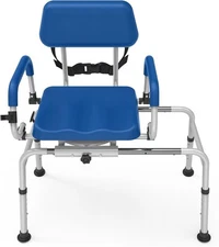 FSA/HSA Eligible Sliding Shower Chair & Transfer Bench, 350lbs, Blue