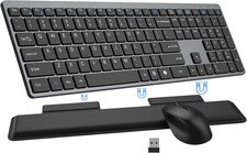 Wireless Keyboard and Mouse Combo, Full Size Silent Ultra Thin Keyboard with Mag