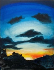 SLOOG Original Art Loose Painting Expressionist Modern Landscape 11x14 Sunset