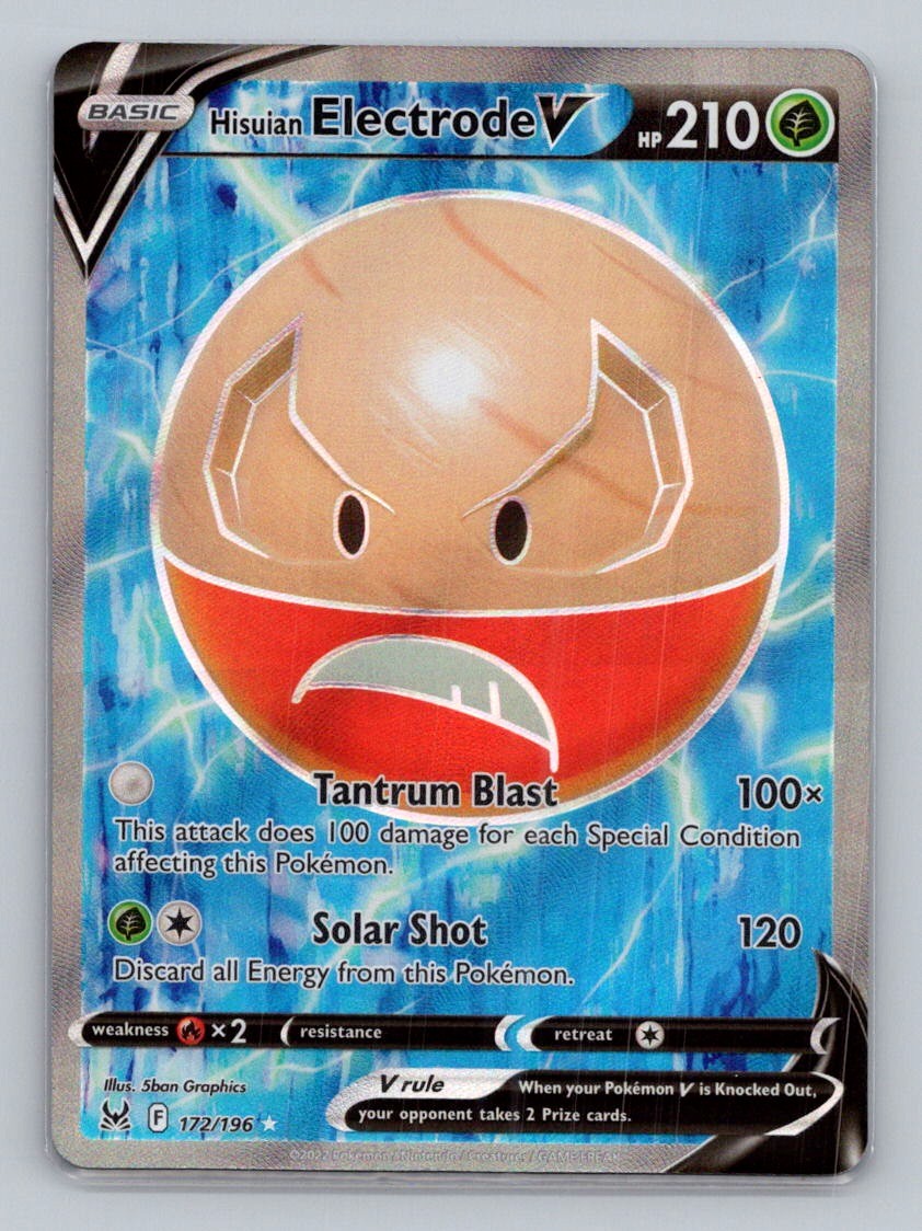 Hisuian Electrode V (Full Art) 172/196 Ultra Rare SWSH11: Lost Origin NM Pokemon
