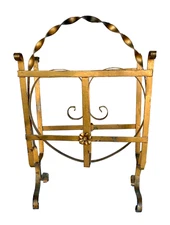 Antique Gold Painted Wrought IronMagazine Rack,  17" by 10+"