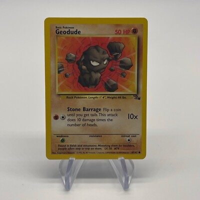 Geodude 47/62 - Vintage 1999 Fossil Set LP & Near Mint Authentic Pokemon Card
