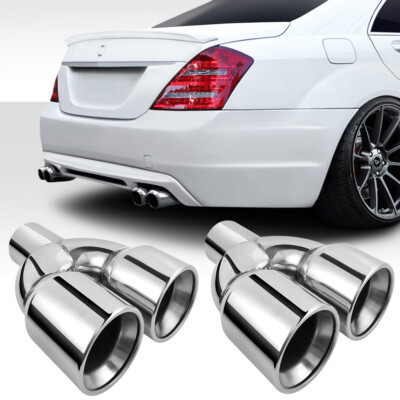 Pair of Car Muffler Tip 2.5'' to 3.5'' Double Slant Cut For Mercedes Benz S-Class