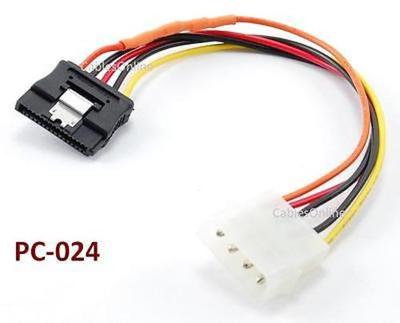 8'' 4-Pin Molex to 15-Pin SATA Power Cord for SATA I and II Hard Drives w/ 3.3V