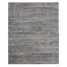 8' x 10'1" Black and Gray Modern Design Pure Silk Hand Knotted Rug R75179