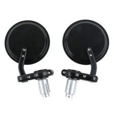 1 Pair 7/8" 22mm Motorcycle Rear View Black Handle Bar End Side Rearview Mirrors