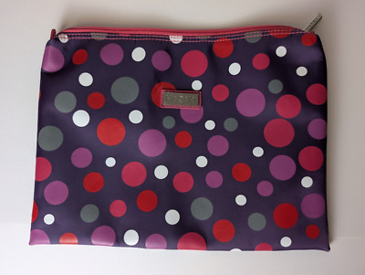 Hadaki Women's Zipper Travel Wallet Purse Pouch Purple Polkadot Pattern