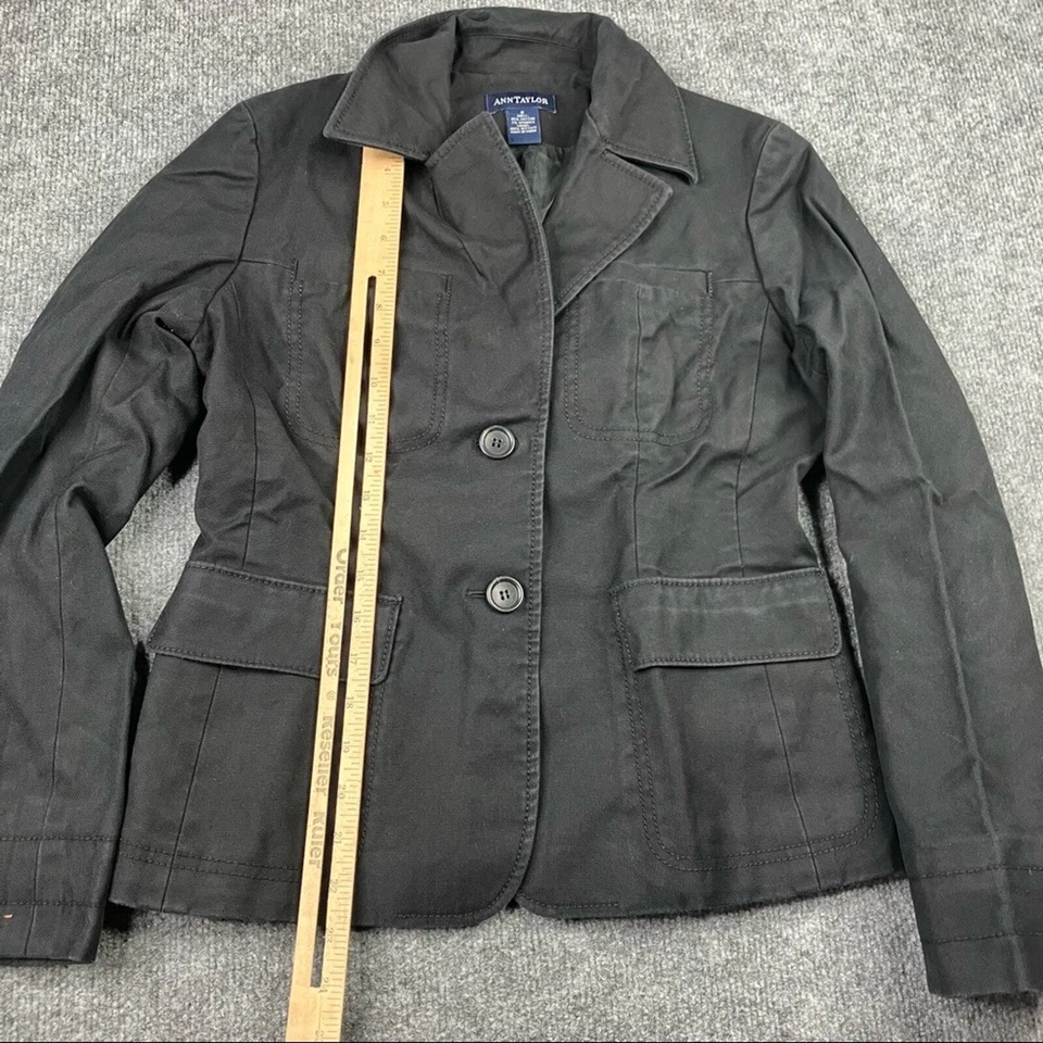 ANN TAYLOR | Chaqueta militar de carga con botones talla 2 negra Foto 2 de 4