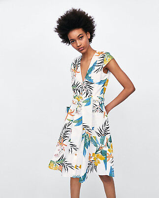 palm tree print dress zara